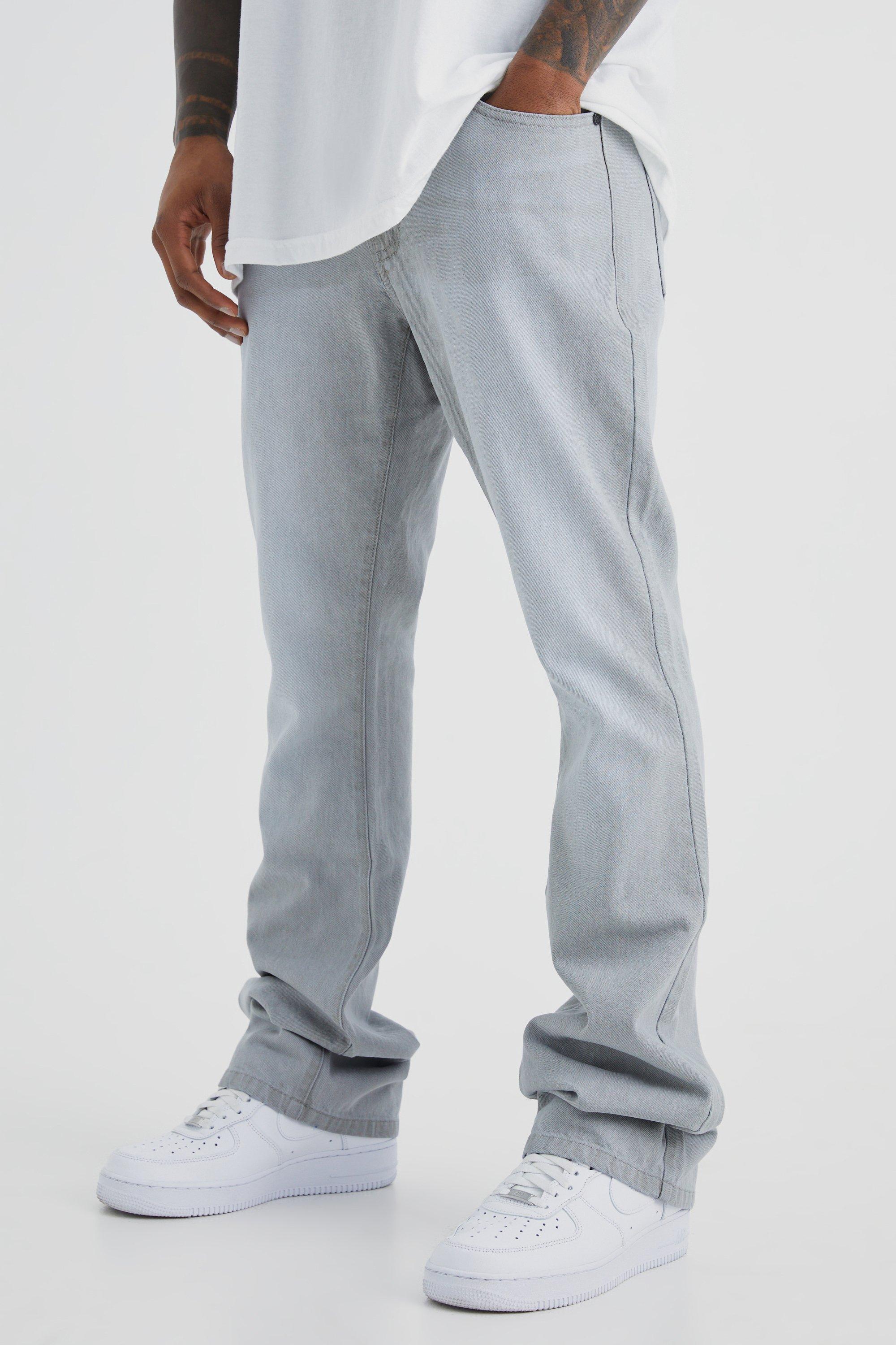 Mens Slim Flare Rigid Washed Jeans - Grey Product Image
