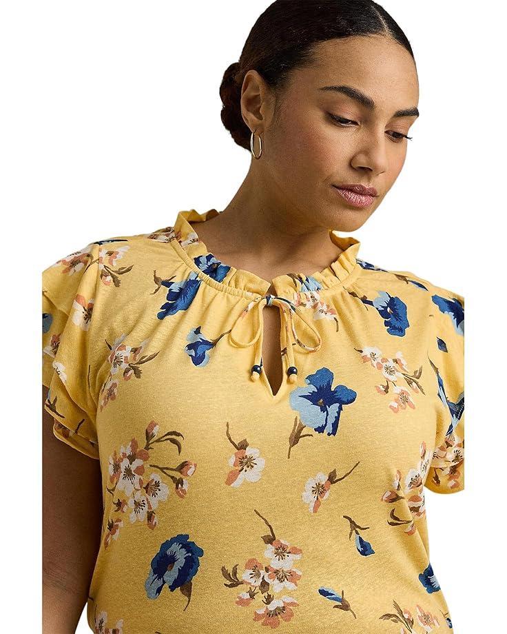 Plus-Size Linen Dolman-Sleeve Shirt Product Image