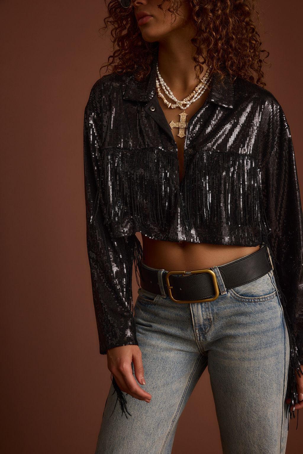 Star Crossed Black Sequin Jacket Product Image