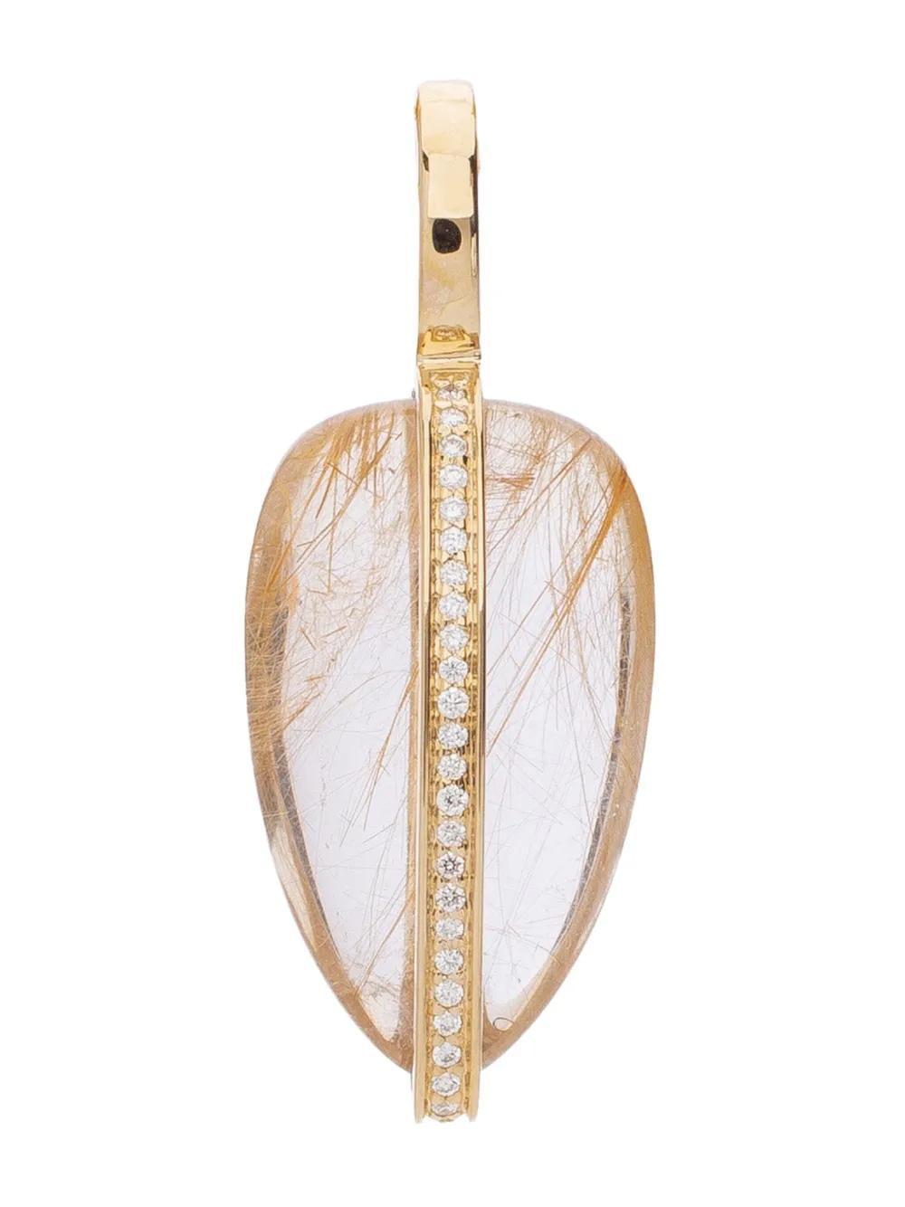 BY PARIAH 14k Yellow Gold Quartz And Diamond Pendant In Braun Product Image
