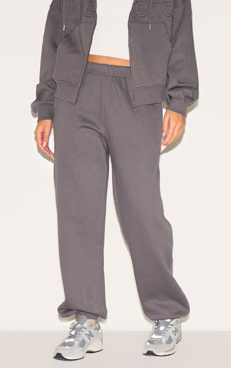 Charcoal Washed Weekend Applique Thin Waistband Cuffed Sweatpants Product Image