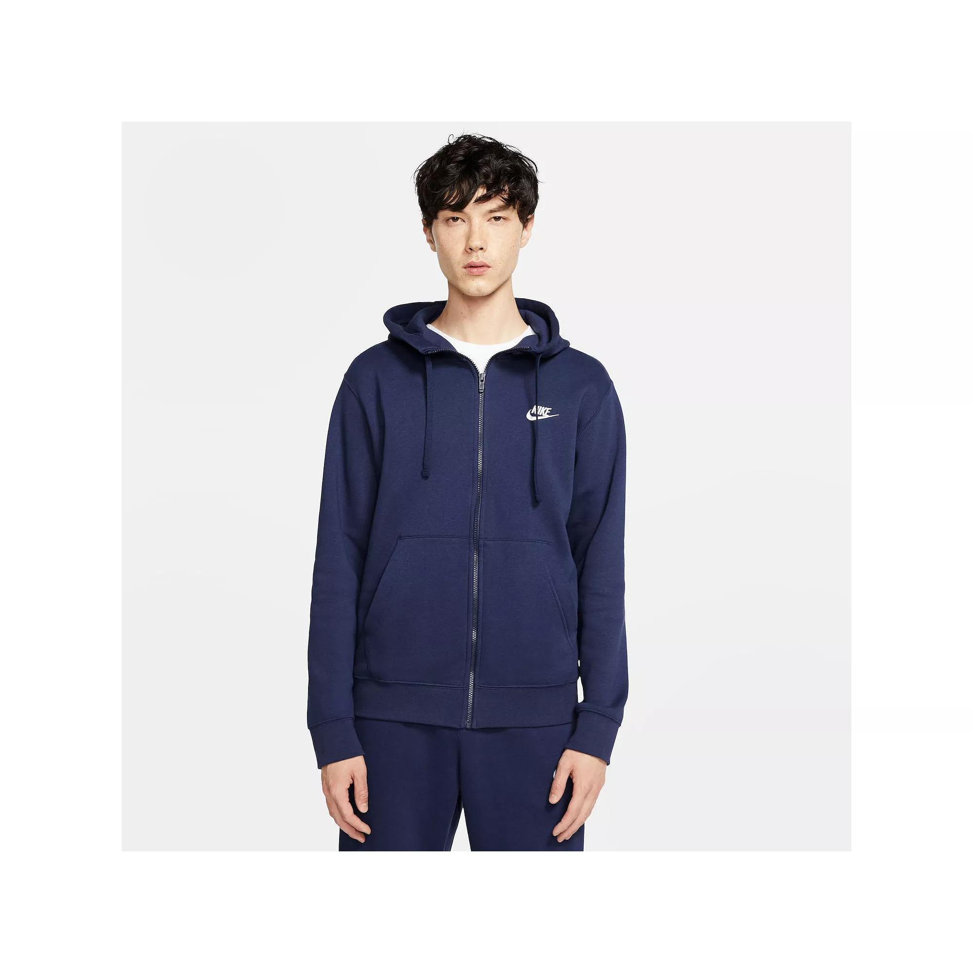 Mens Nike Sportswear Club Fleece Full-Zip Hoodie Black Navy White Product Image