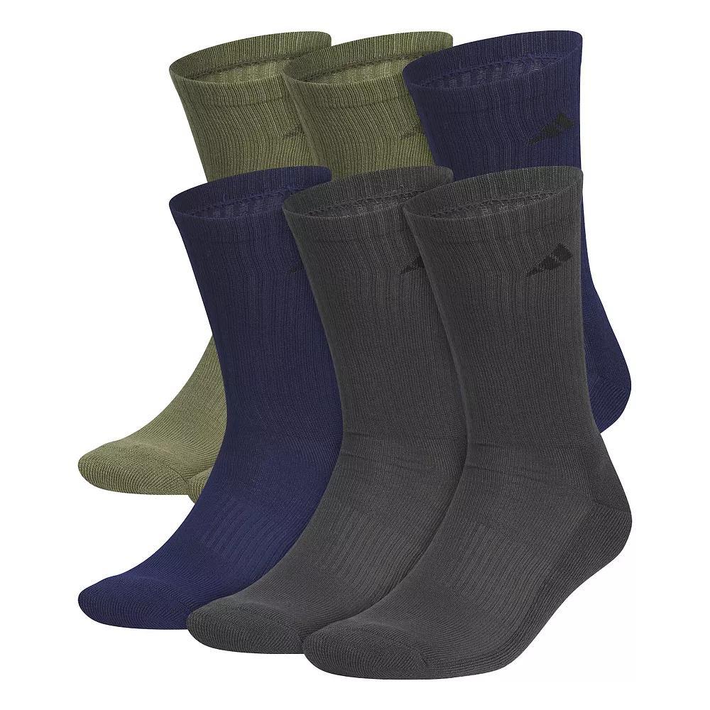 Men's adidas 6-pack Solid Color Athletic Cushioned Crew Socks, Size: 8-12, Green Blue Grey Product Image