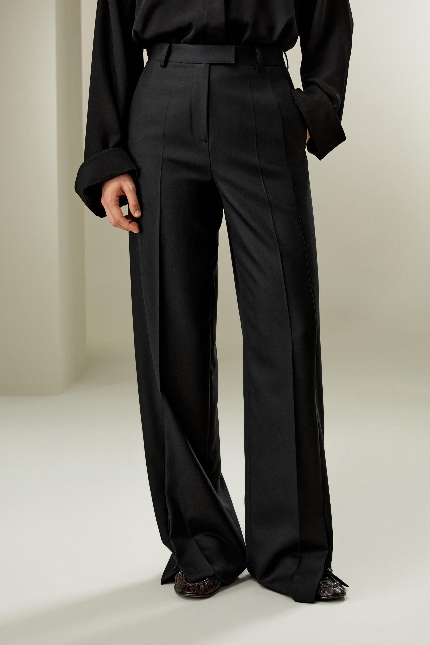 Wool Silk Blend Straight Pants Product Image