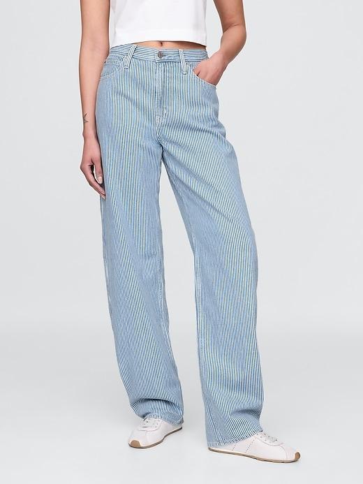 High Rise UltraSoft Denim Stripe Barrel Jeans Product Image