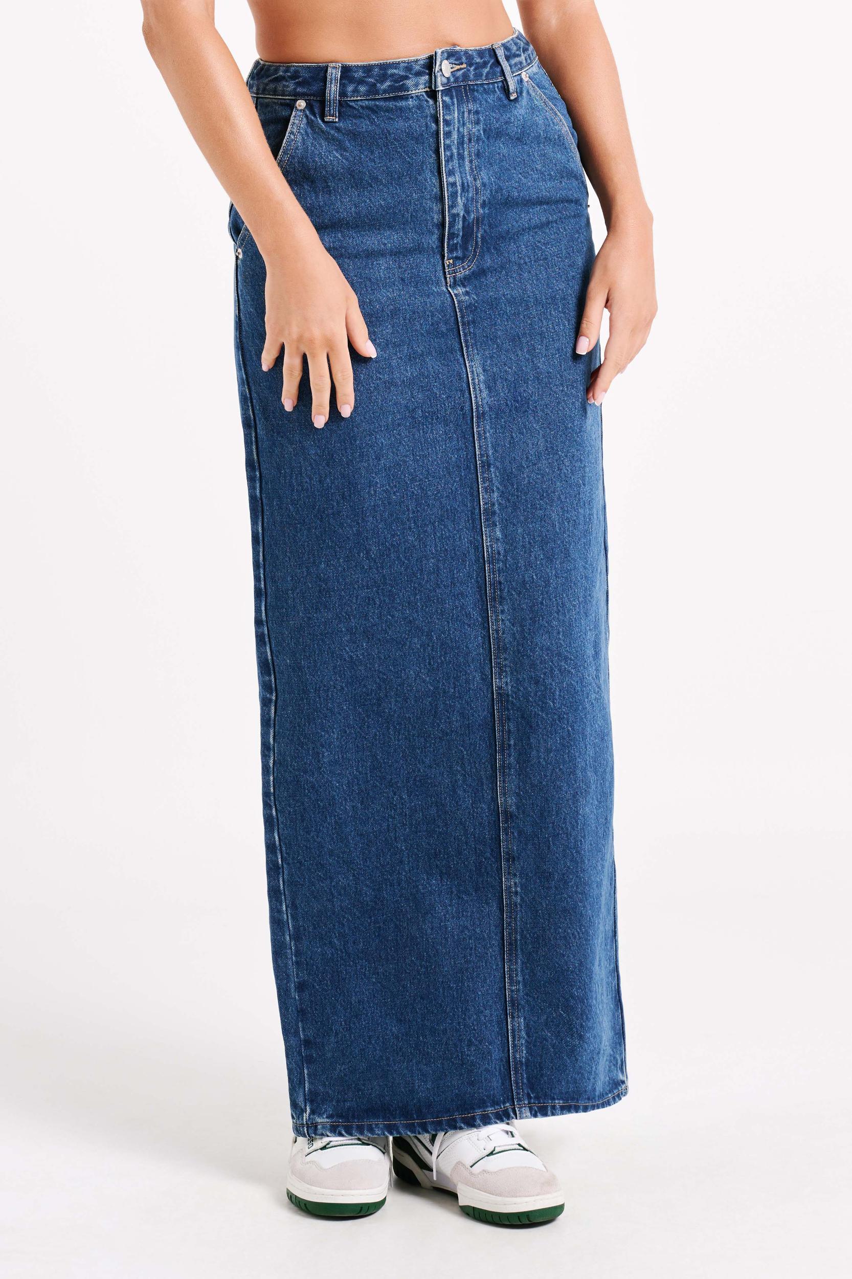 Illona Denim Maxi Skirt - Dark Blue Product Image