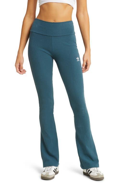 adidas Originals Essentials ribbed flared pants in teal Product Image