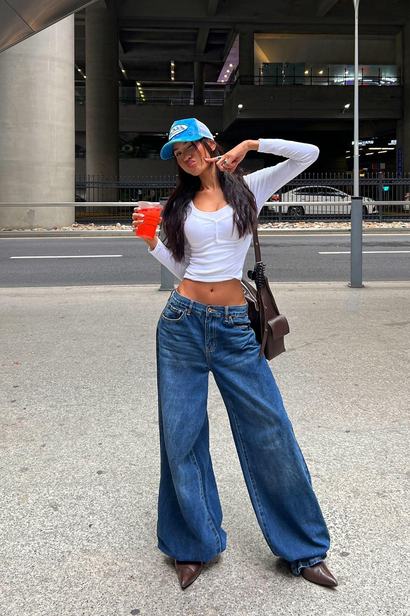 Chelsea Drop Waist Baggy Jeans - Medium Wash Product Image