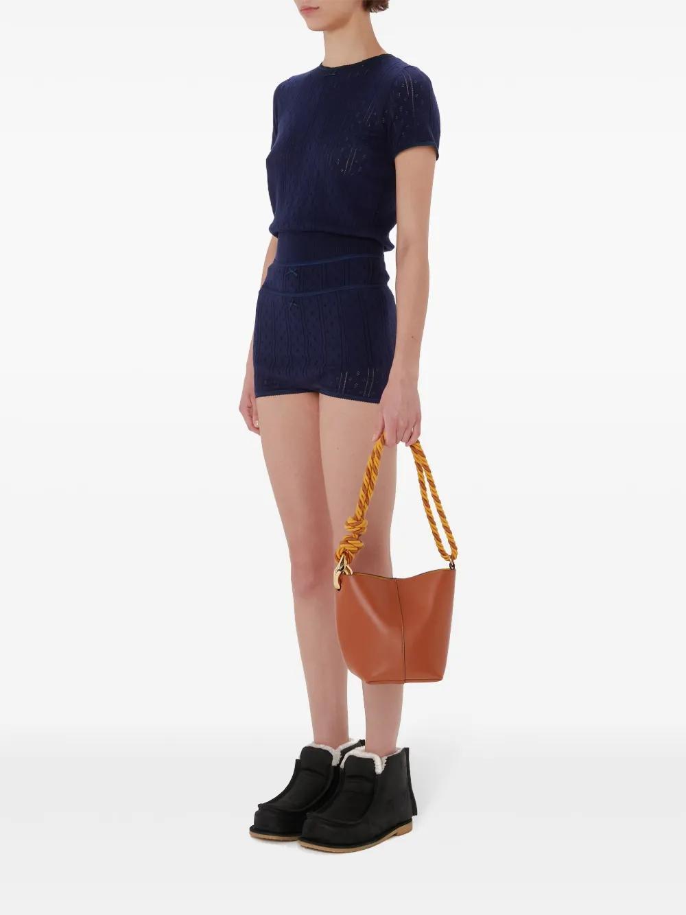 JW ANDERSON Cotton Pointelle-knit T-shirt In Blue Product Image