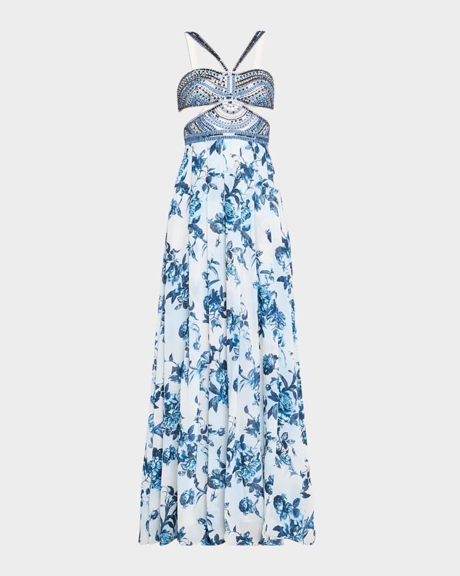 Painterly Floral Annistyn Embellished Gown Product Image