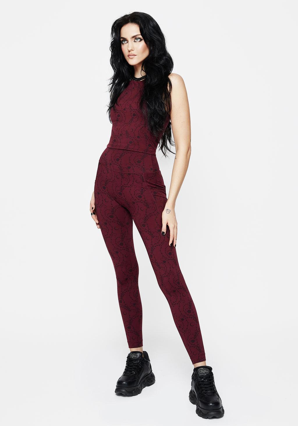 Rosethorn Floral Print Athleisure Sports Leggings Product Image