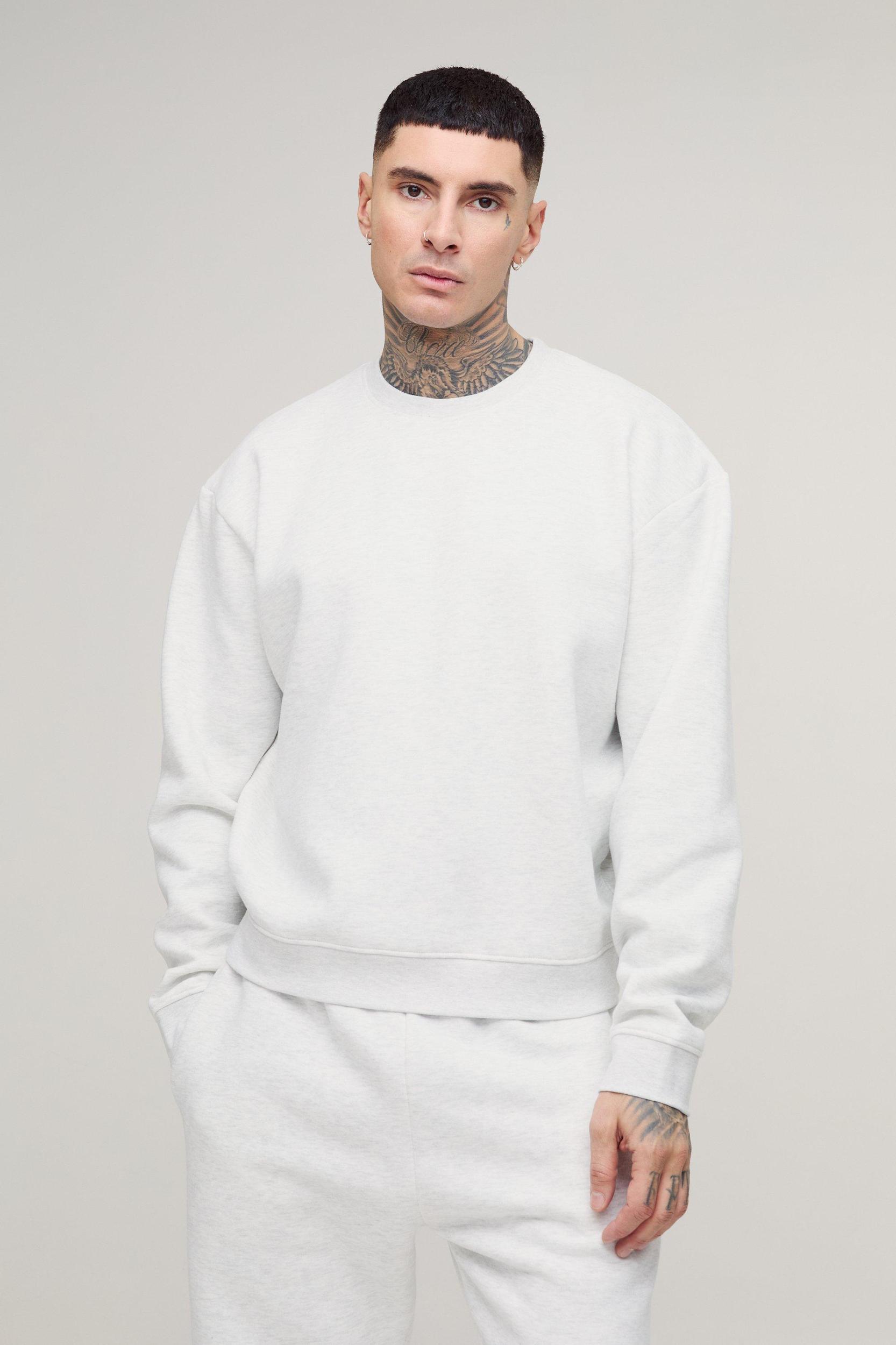 Mens Tall 330GSM Oversized Basic Boxy Sweatshirt - Black Product Image