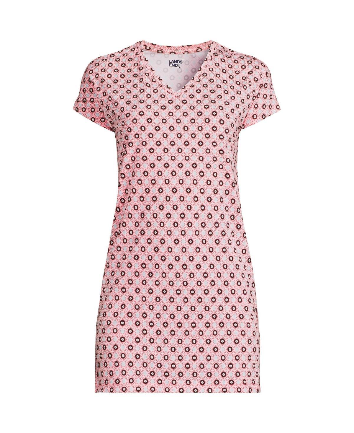 Womens Lands' End Jersey Extra Long V-Neck Tunic, Women's, Size: Medium, Pale Grey Blue Product Image