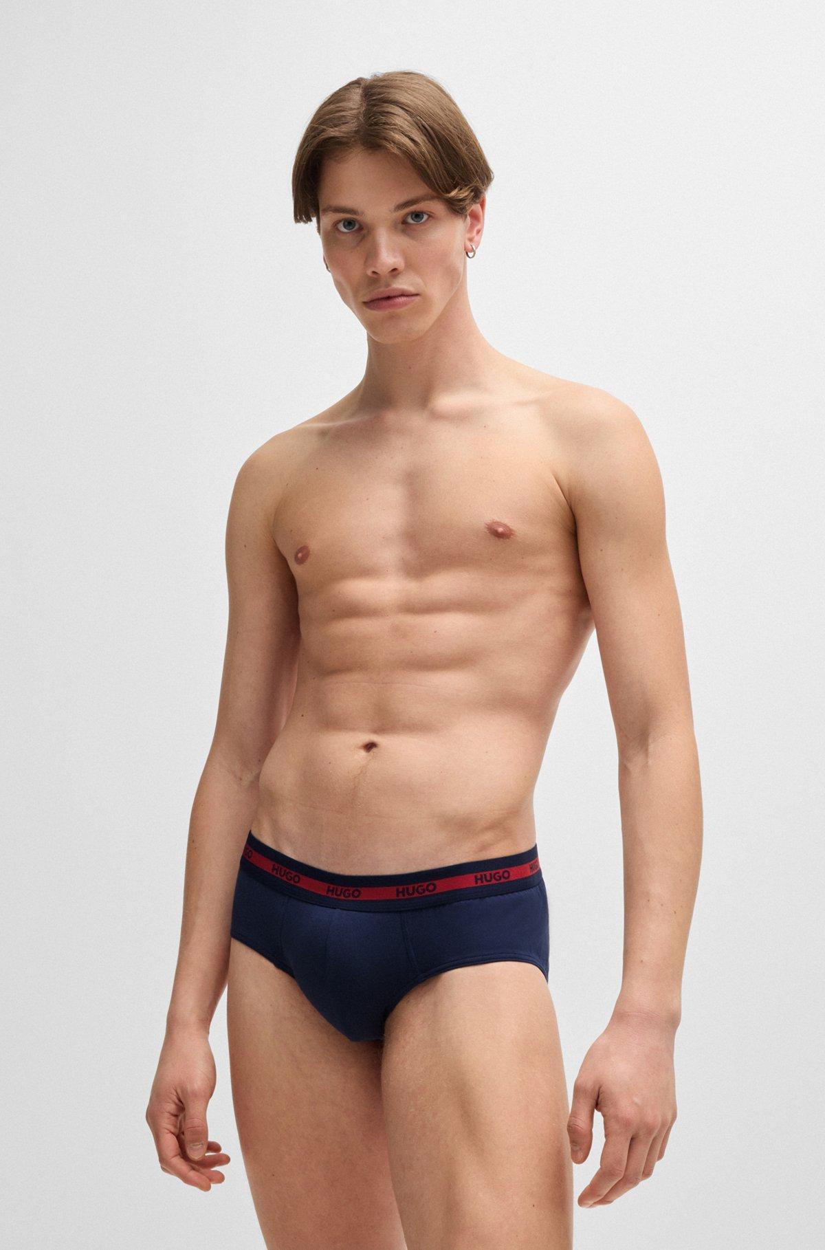 Three-pack of stretch-cotton briefs with logo waistbands Product Image
