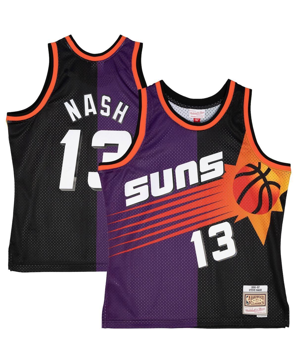Men's Mitchell & Ness Steve Nash Purple/Black Phoenix Suns Hardwood Classics 1996-97 Split Swingman Jersey, Size: 2XL, Phx Purple Product Image