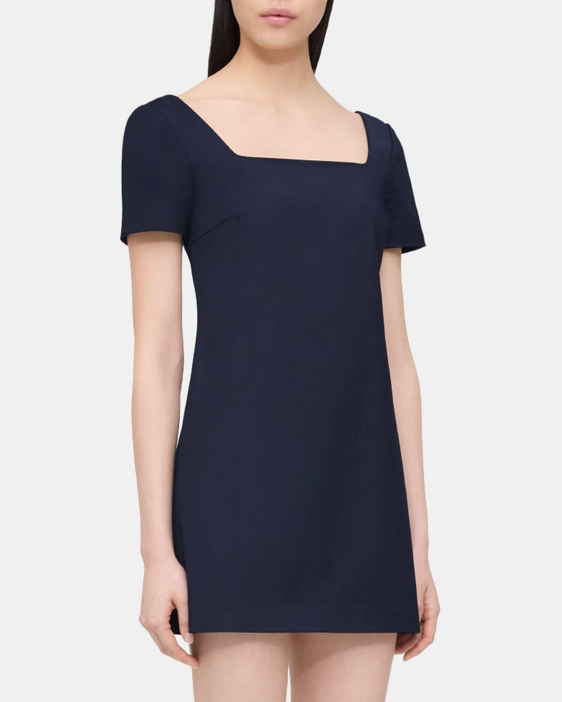 Square Neck Mini Dress in Cotton-Blend Product Image