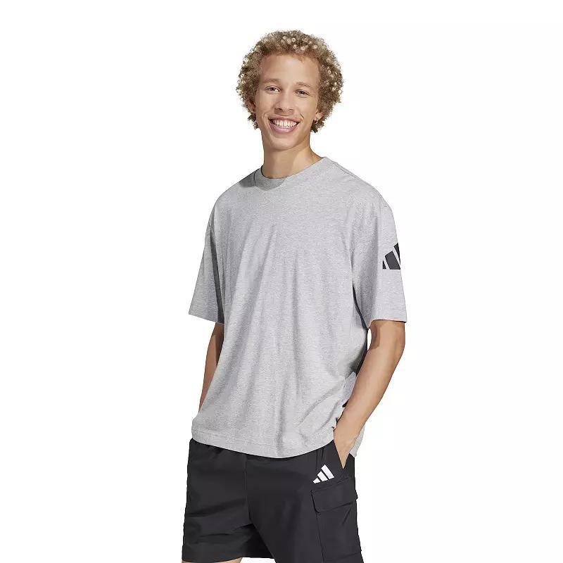 adidas Essentials Loose Fit 3 Bar Logo Tee White M Mens Product Image