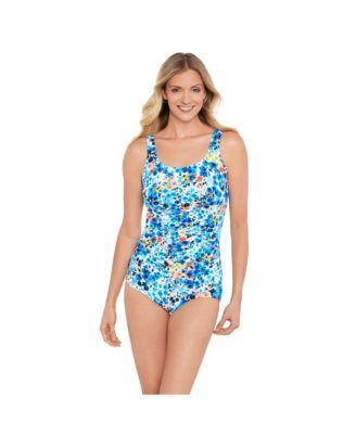 ShapeSolver by Penbrooke Womens ShapeSolver Mastectomy Shirred Front Girl Leg One-Piece Swimsuit Product Image