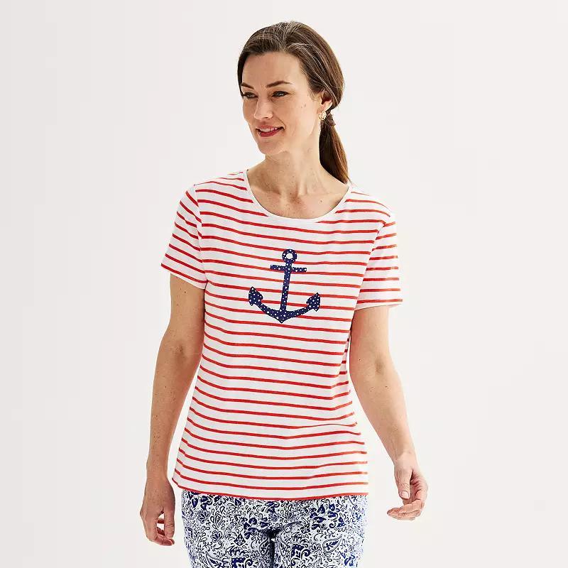 Women's Croft & Barrow® Essential Crewneck Tee, Size: XL, Red Usa Graphic Product Image