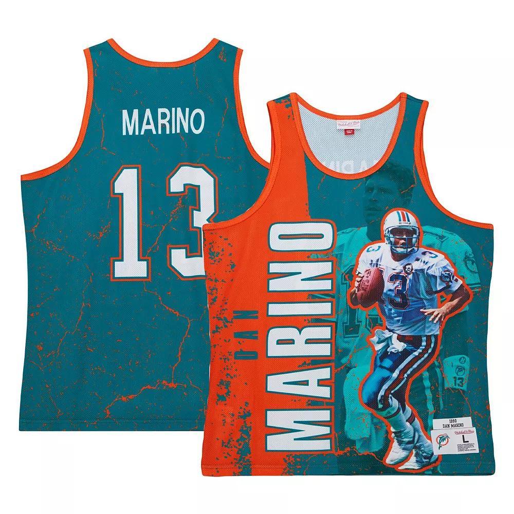 Men's Mitchell & Ness Dan Marino Aqua Miami Dolphins 1990 Player Burst Tank Top, Size: Small, Turquoise A Product Image