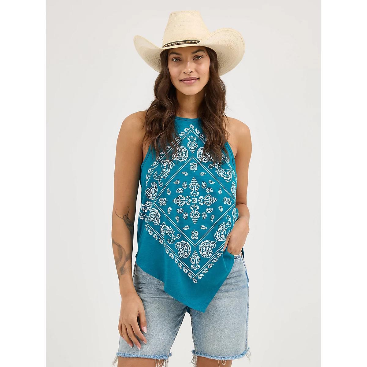 Women's Wrangler Bandana Diamond Front Tank Product Image
