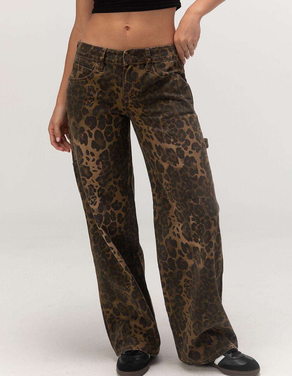 RSQ Womens Low Rise Leopard Baggy Carpenter Pants Product Image