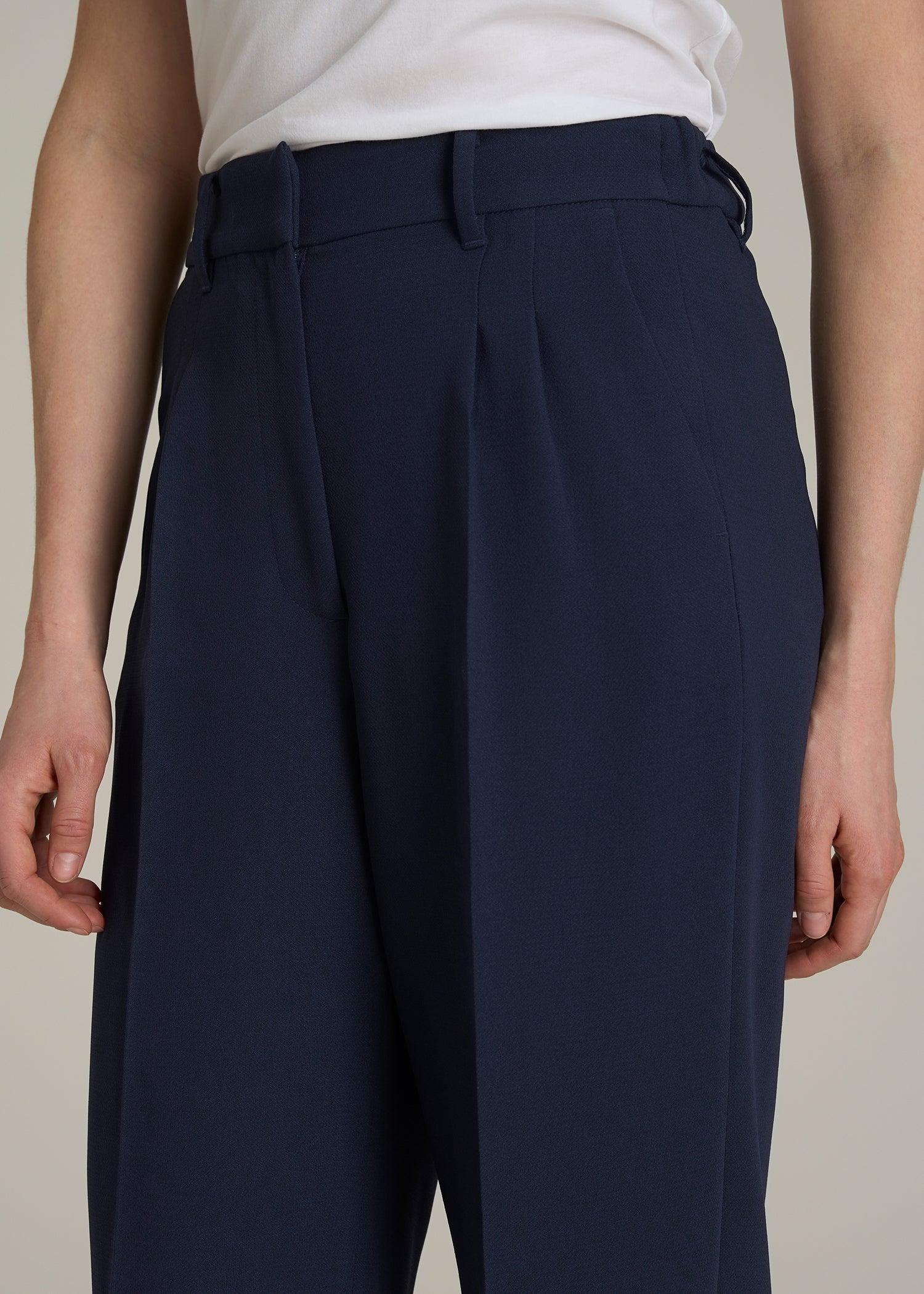 Wide Leg Pleated Dress Pants 2.0 for Tall Women in Navy Product Image