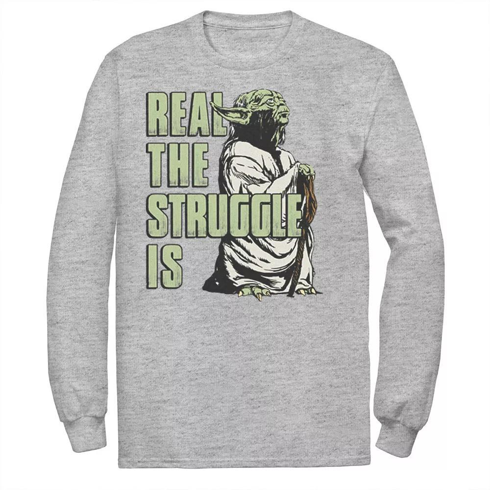 Men's Star Wars Yoda Real The Struggle Is Tee, Size: Medium, Athletic Grey Product Image