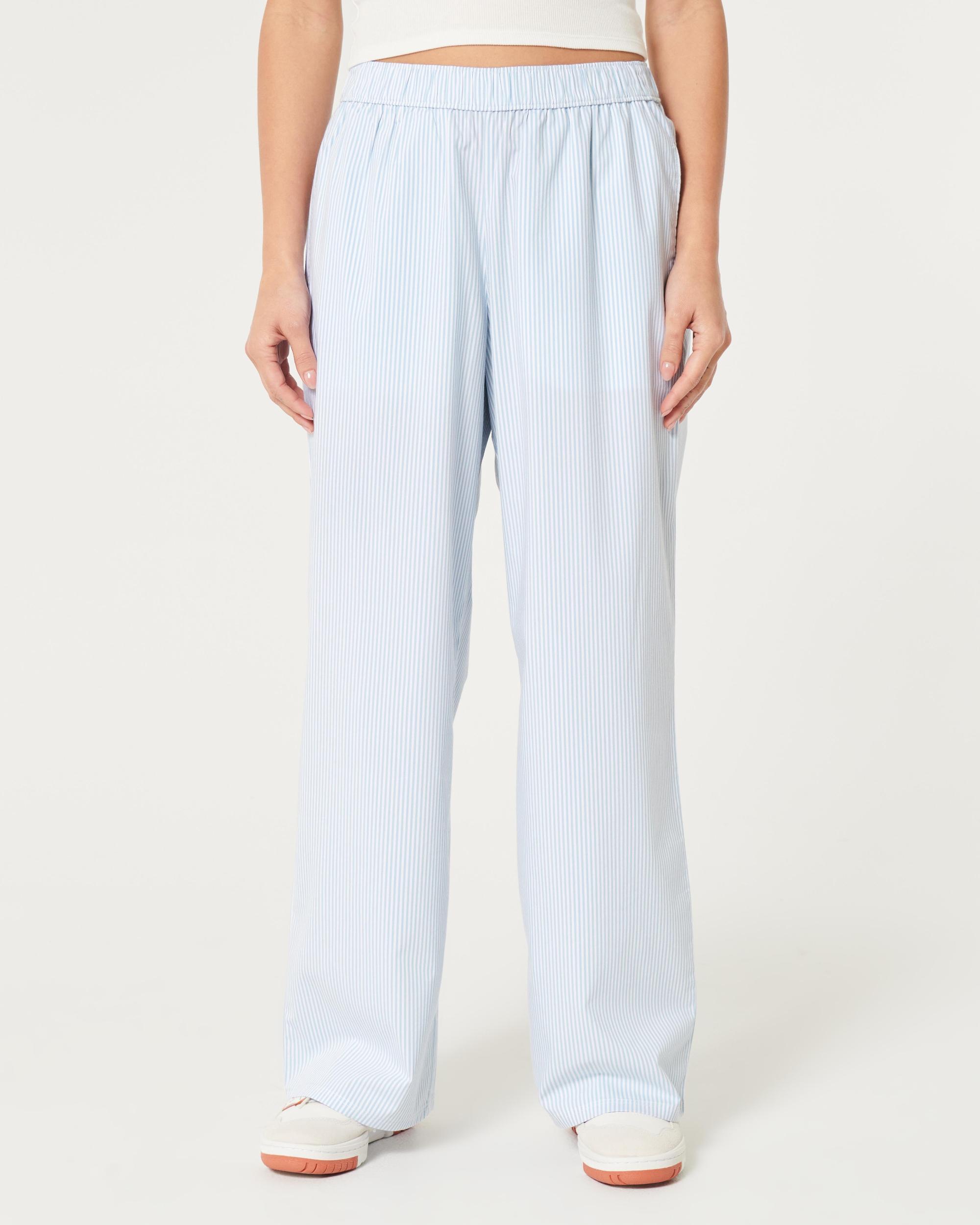 Poplin Wide-Leg Sleep Pants Product Image