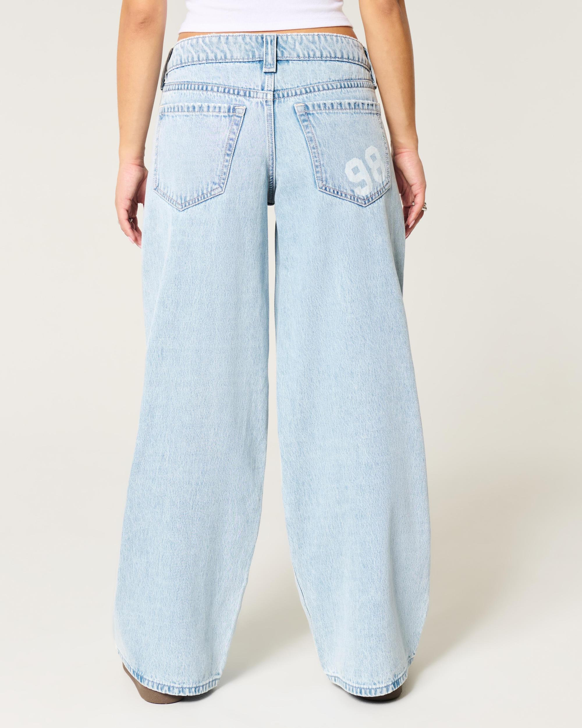 Low-Rise Medium Wash Super Baggy Jeans Product Image