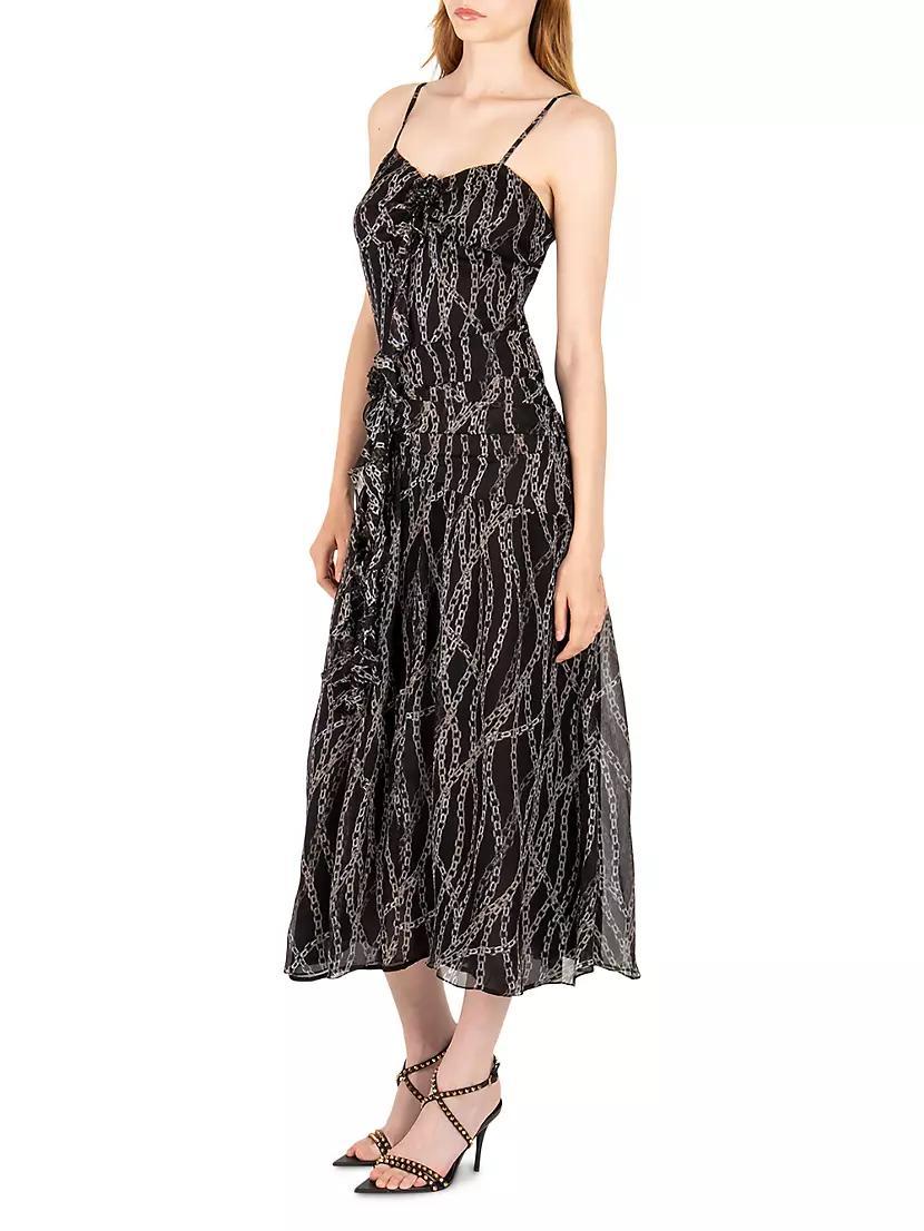 Mira Chain-Print Silk Midi Dress Product Image