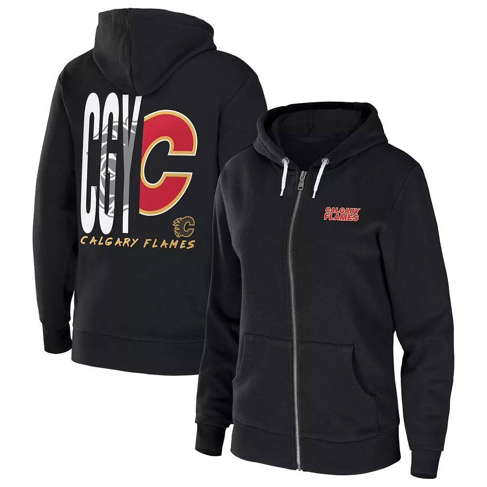 Womens WEAR by Erin Andrews Black Calgary Flames Sponge Fleece Full-Zip Hoodie Product Image