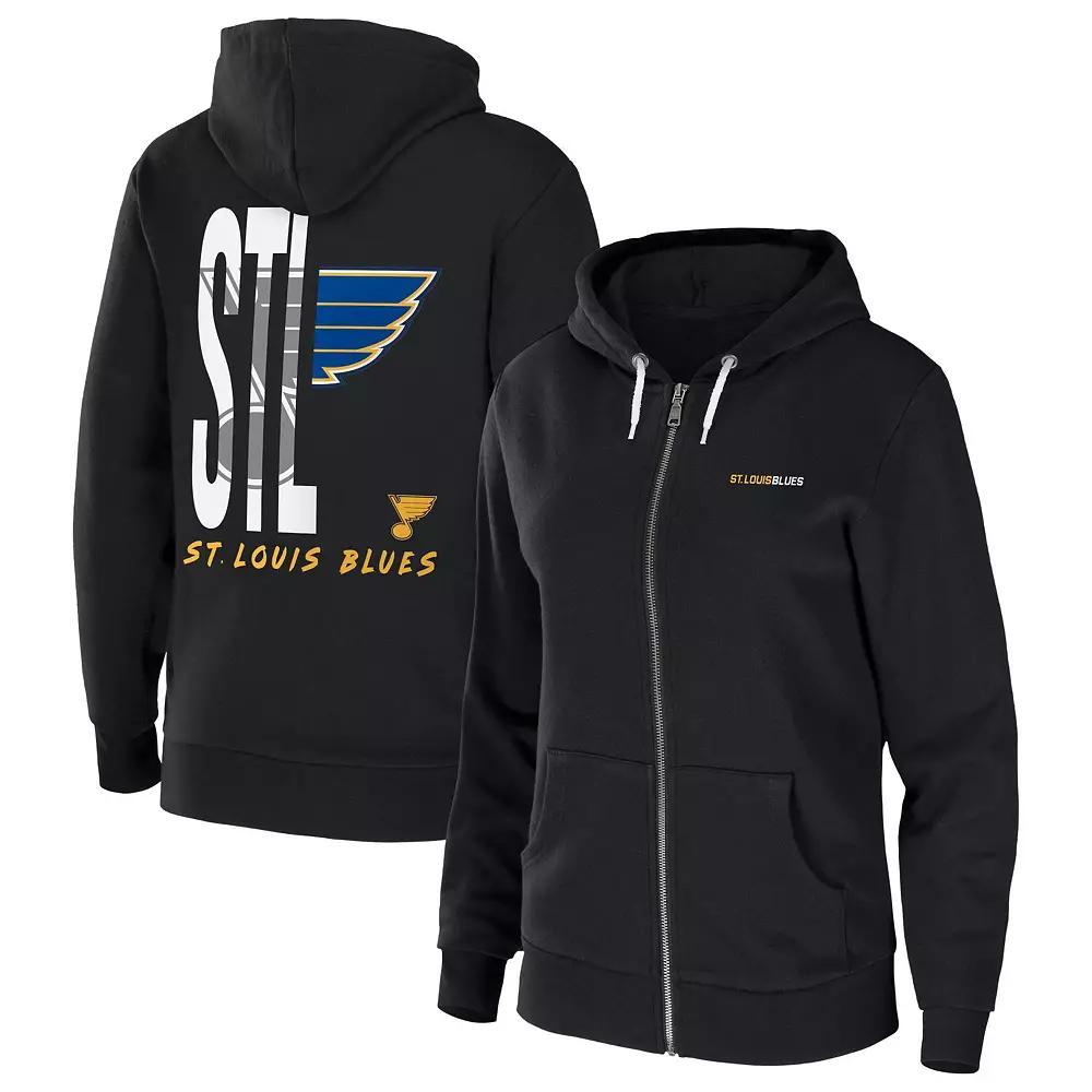 Women's WEAR by Erin Andrews Black St. Louis Blues Sponge Fleece Full-Zip Hoodie, Size: Large Product Image