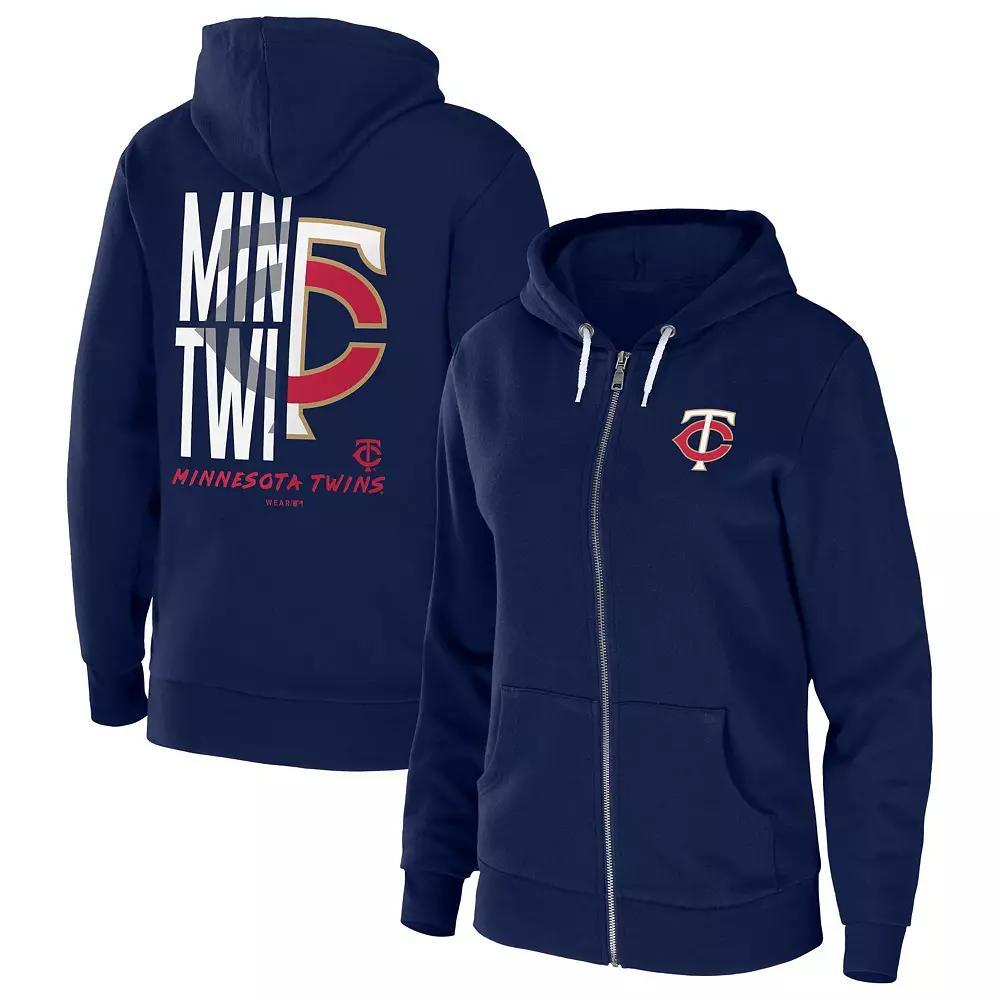 Women's WEAR by Erin Andrews Navy Minnesota Twins Sponge Fleece Full-Zip Hoodie, Size: Small, Blue Product Image