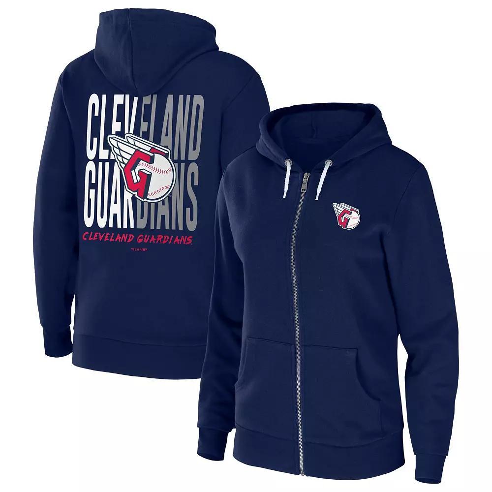 Womens WEAR by Erin Andrews Navy Cleveland Guardians Sponge Fleece Full-Zip Hoodie Grd Blue Product Image