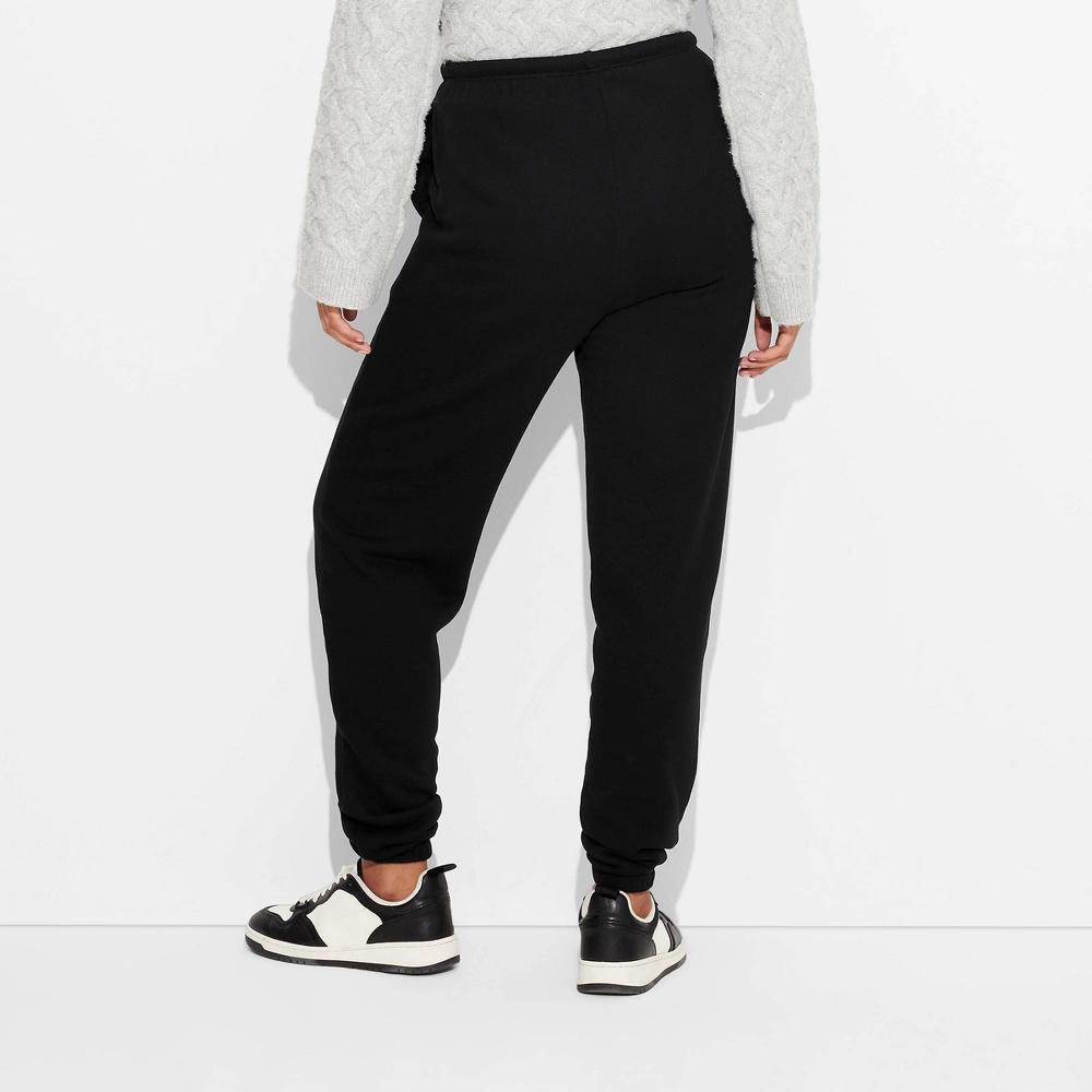 Women's High-Rise Slim Fit Joggers - Wild Fable™ Black XL: Cotton Fleece, Elastic Waist, 29" Inseam Product Image