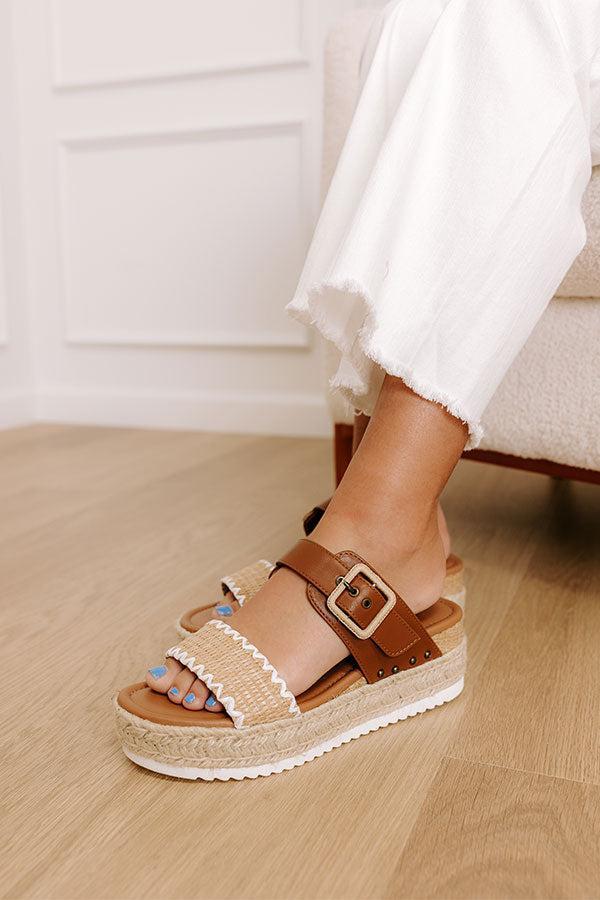 The Tessa Faux Leather Sandal in Brown Product Image