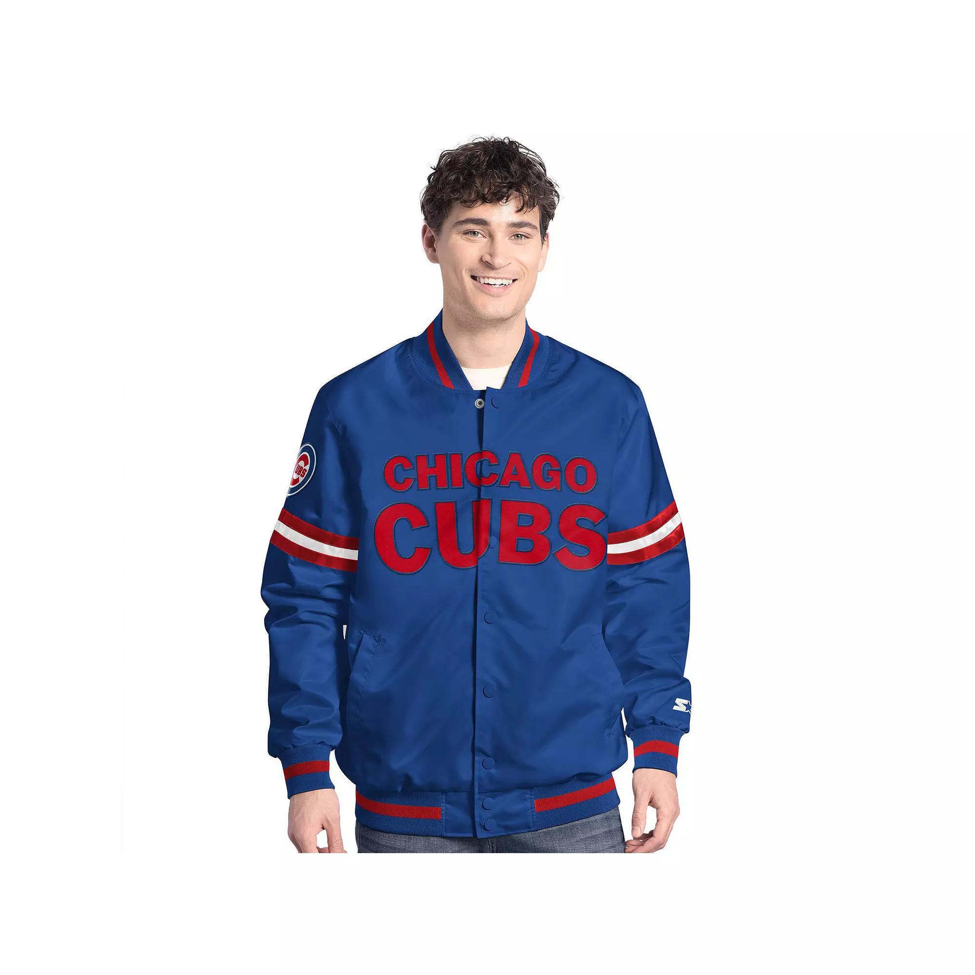 Men's Starter  Royal Chicago Cubs Scout Full-Snap Varsity Jacket, Size: Small, Blue Product Image