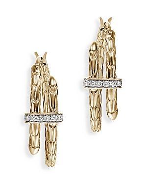 John Hardy 14K Yellow Gold Spear Diamond Coil Hoop Earrings Product Image