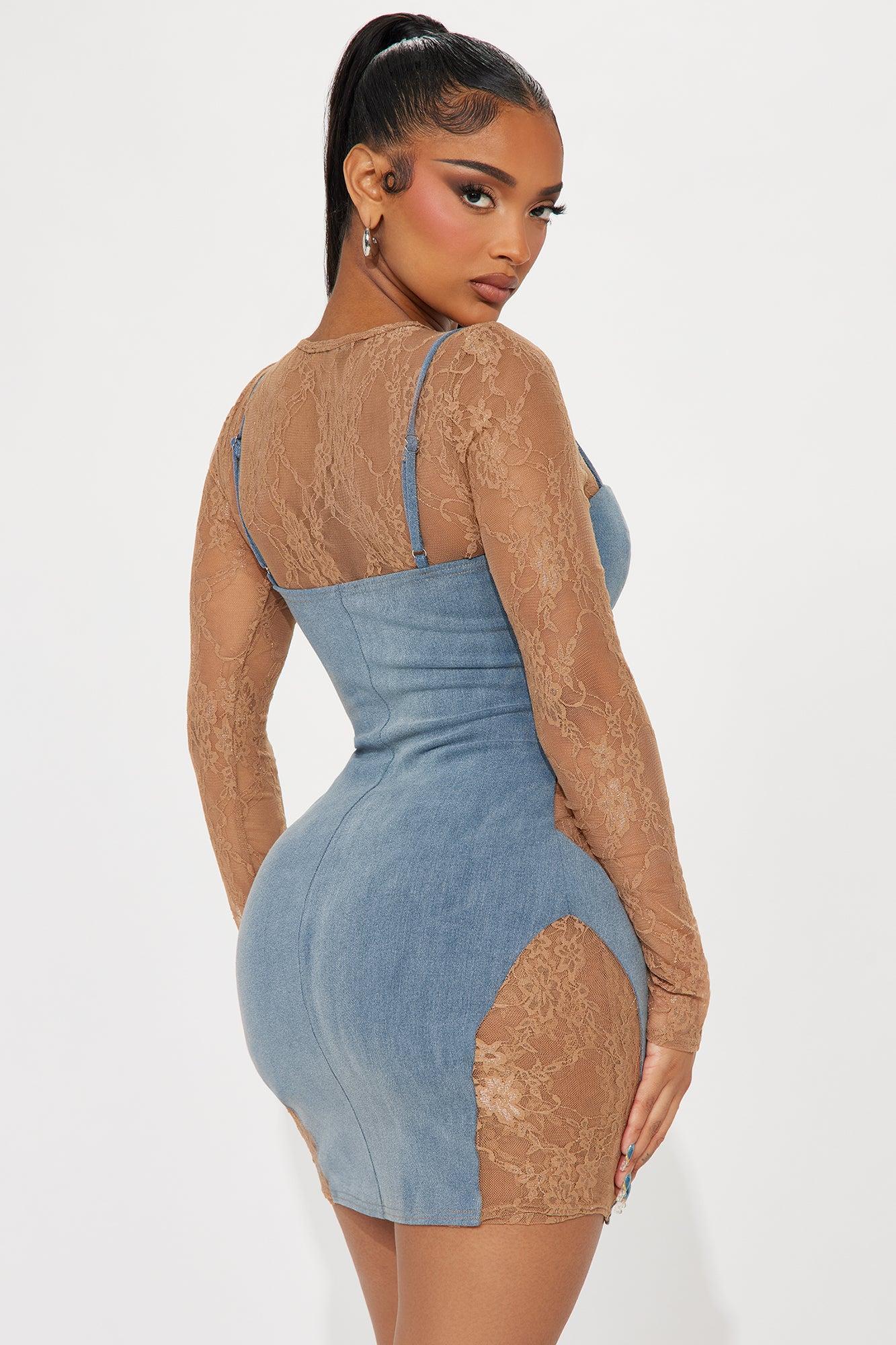 Dancin' In Denim Mini Dress - Denim Product Image