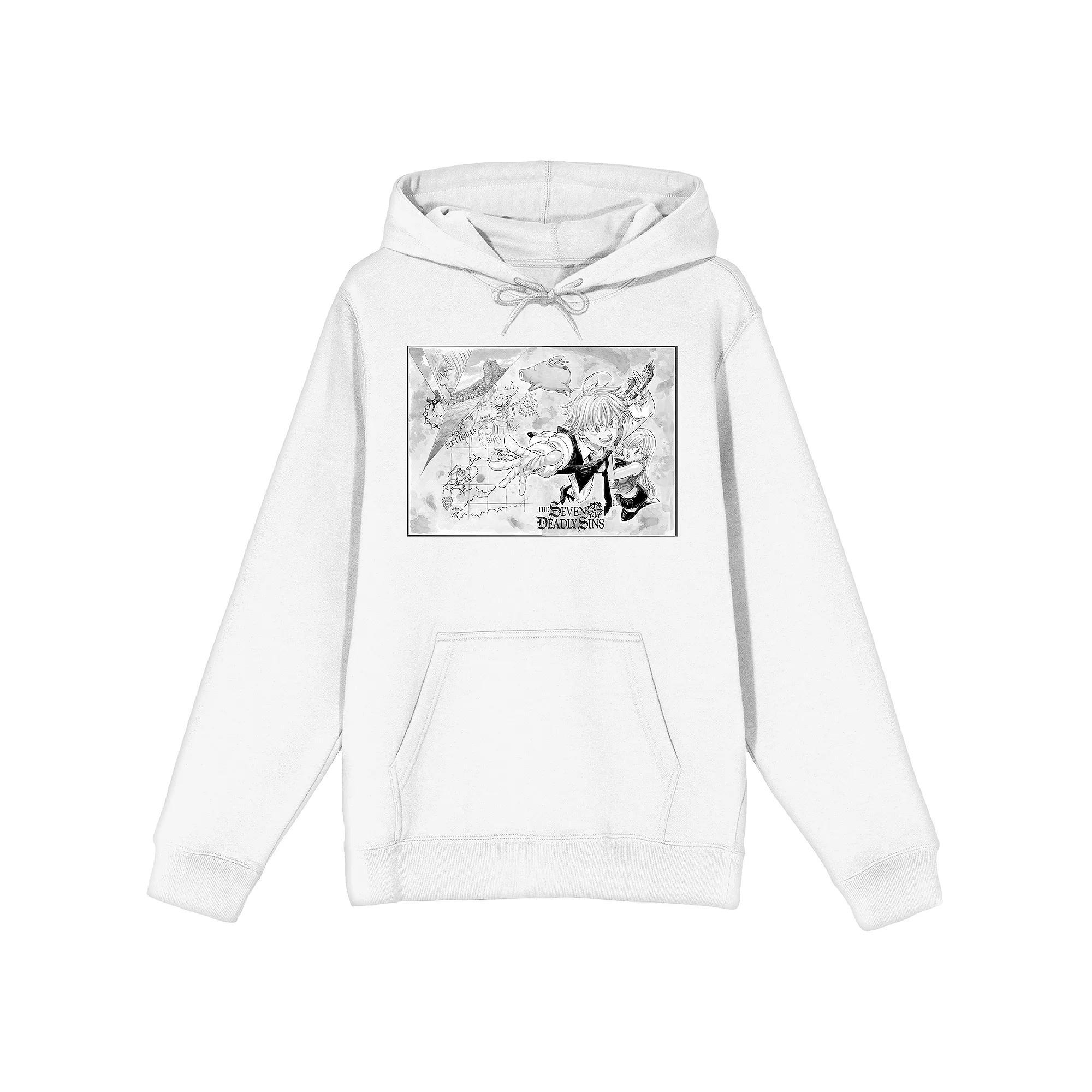 Men's Seven Deadly Sins Manga Graphic Hoodie, Size: XL, White Product Image