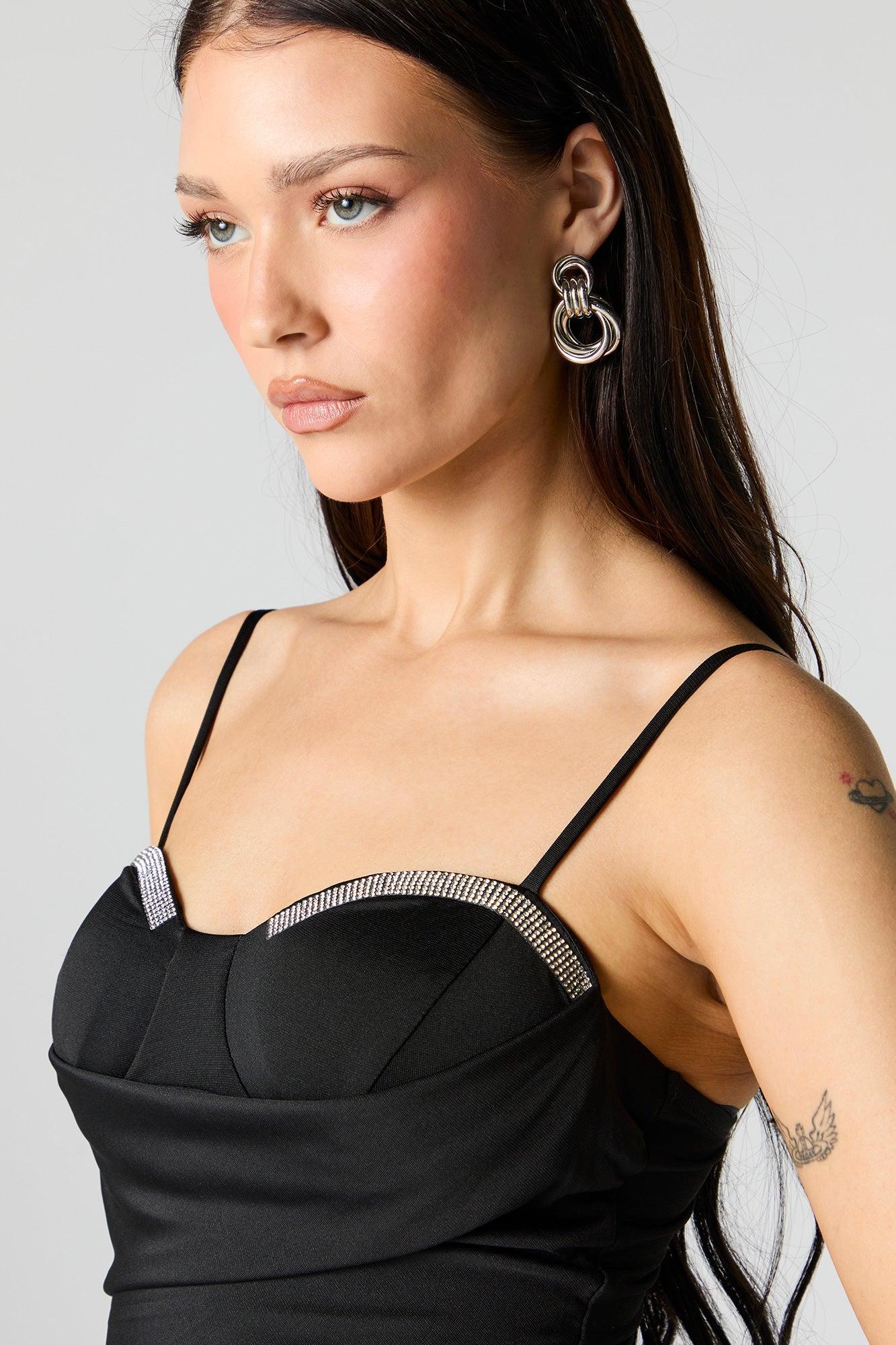 Rhinestone Trim Bustier Mini Dress Female Product Image