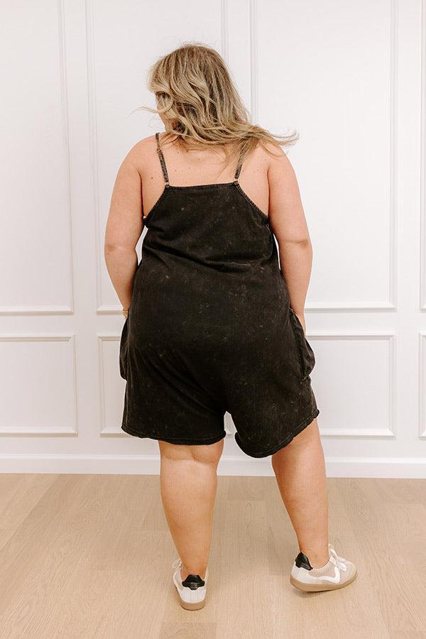 Casual Cues Vintage Wash Romper in Vintage Black Curves Product Image