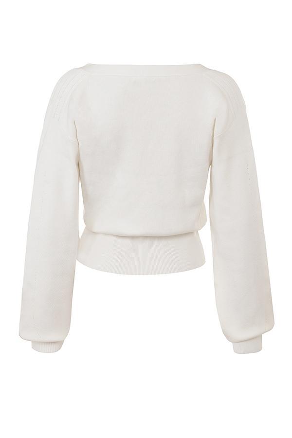 Rowan  ivory wool balloon sleeve wrap cardigan Product Image