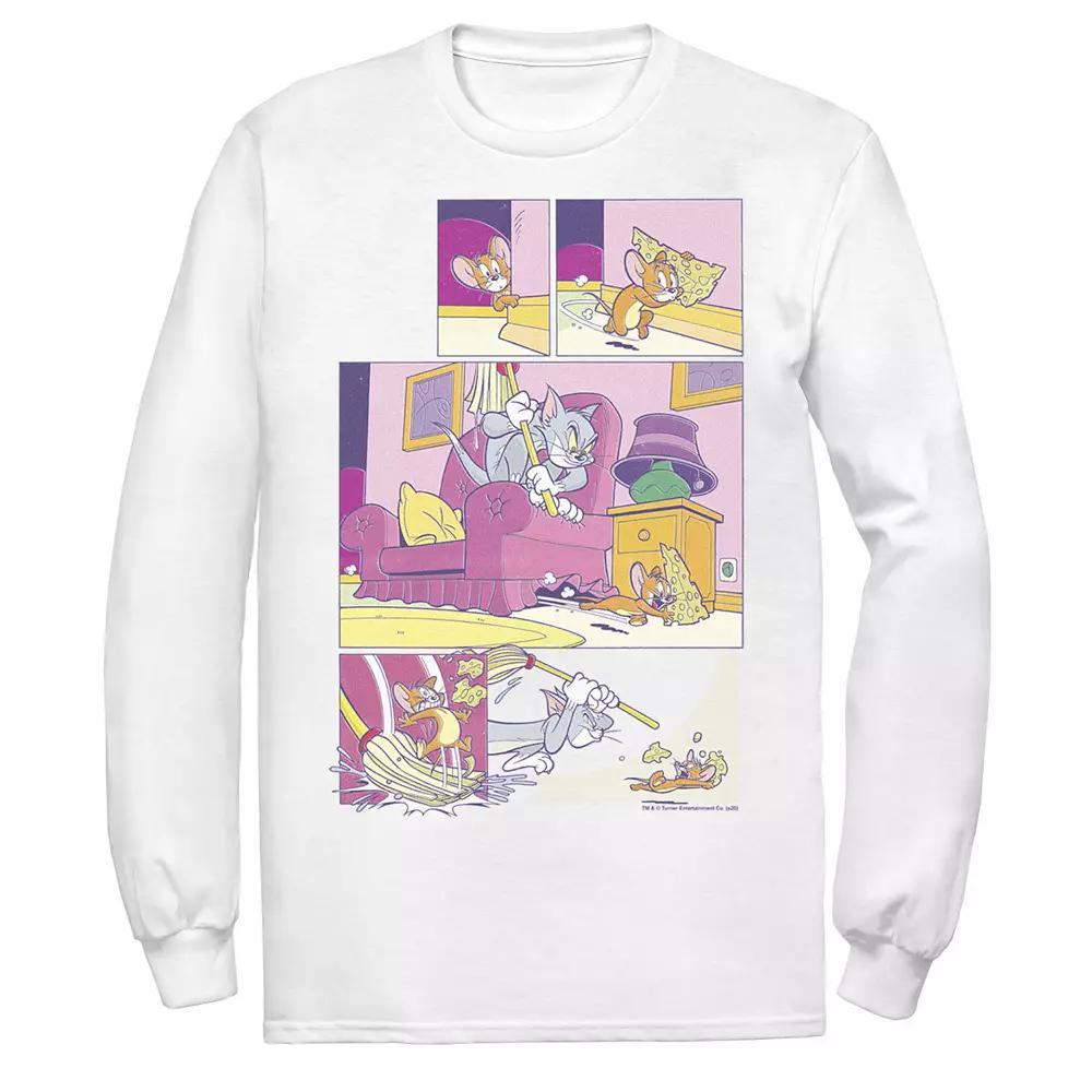 Men's Tom And Jerry Stealing Cheese Comic Panels Tee, Size: XXL, White Product Image
