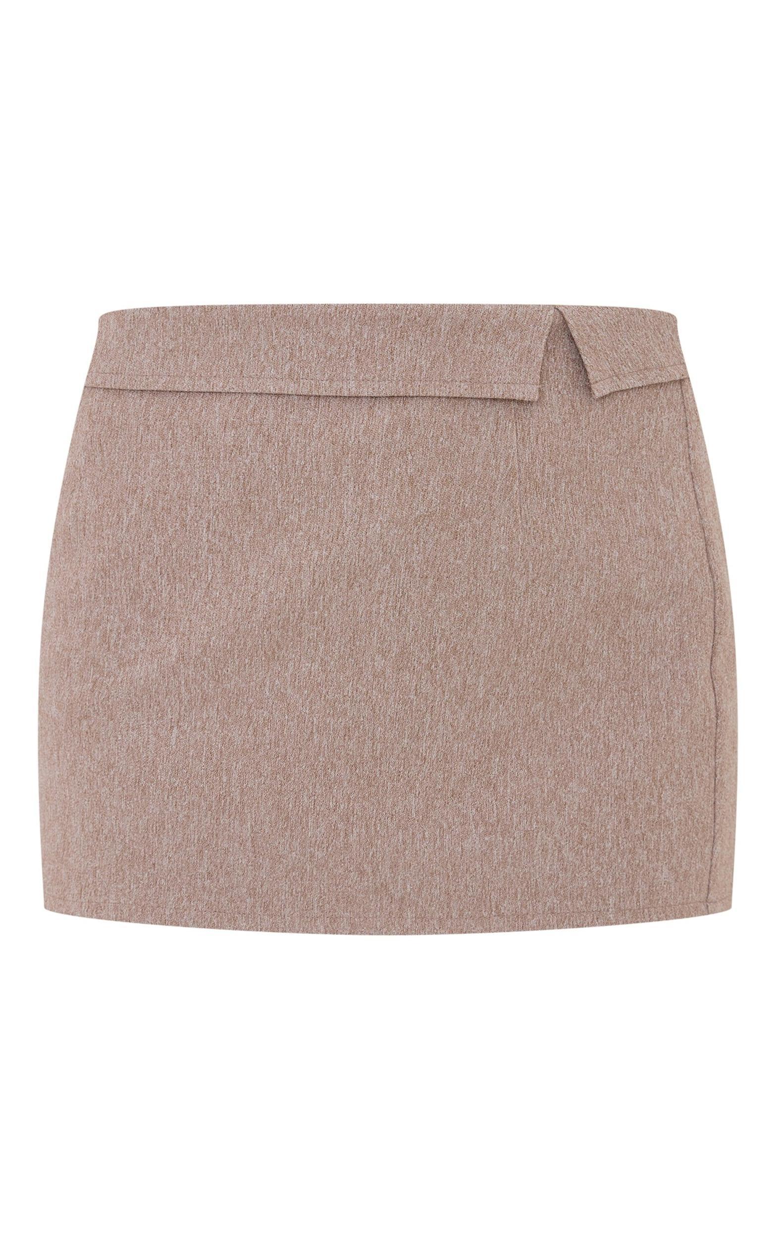 Light Taupe Tailored Waistband Detail Mini Skirt Product Image