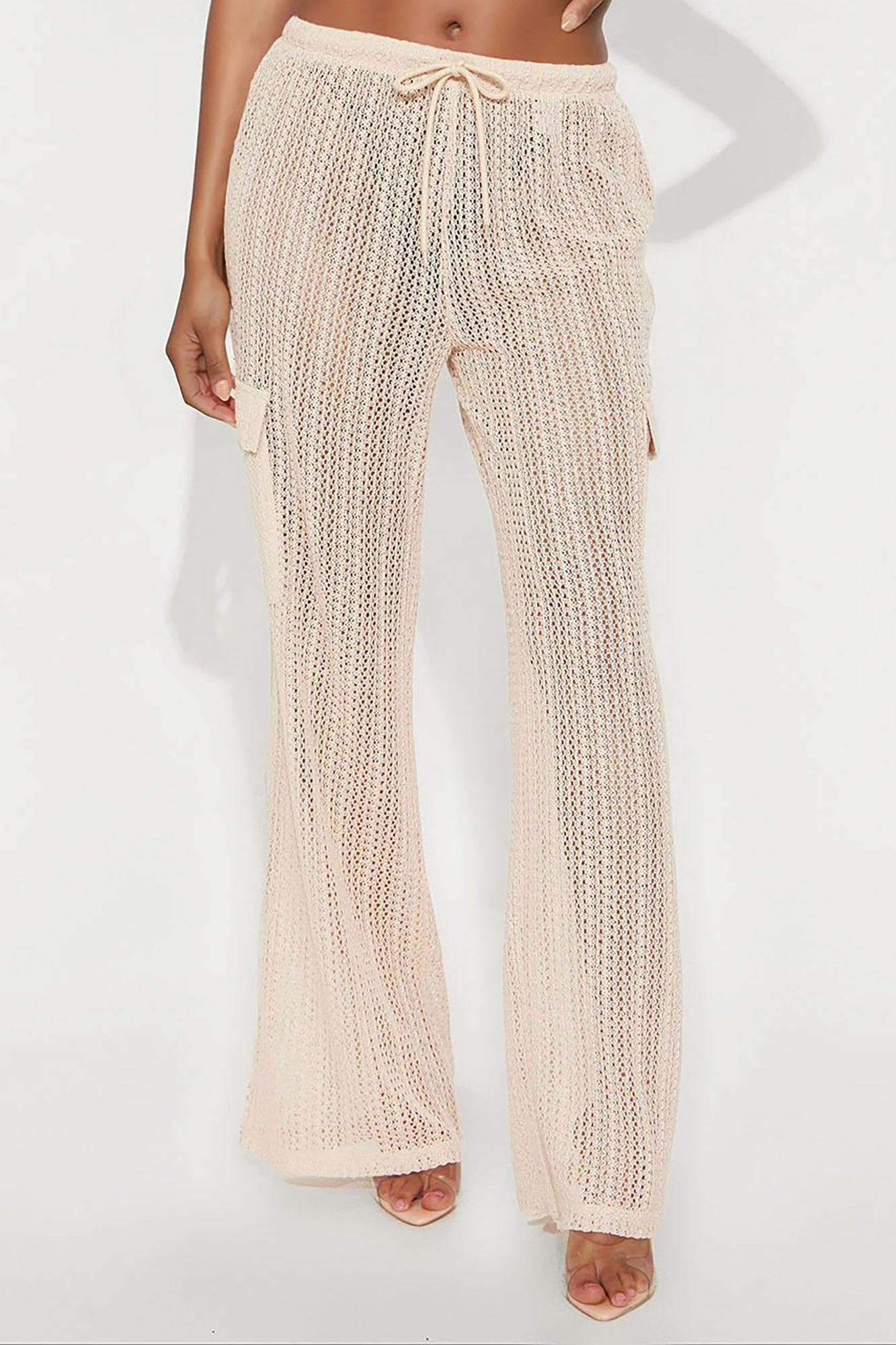 Fun Times Crochet Wide Leg Pant - Cream Product Image