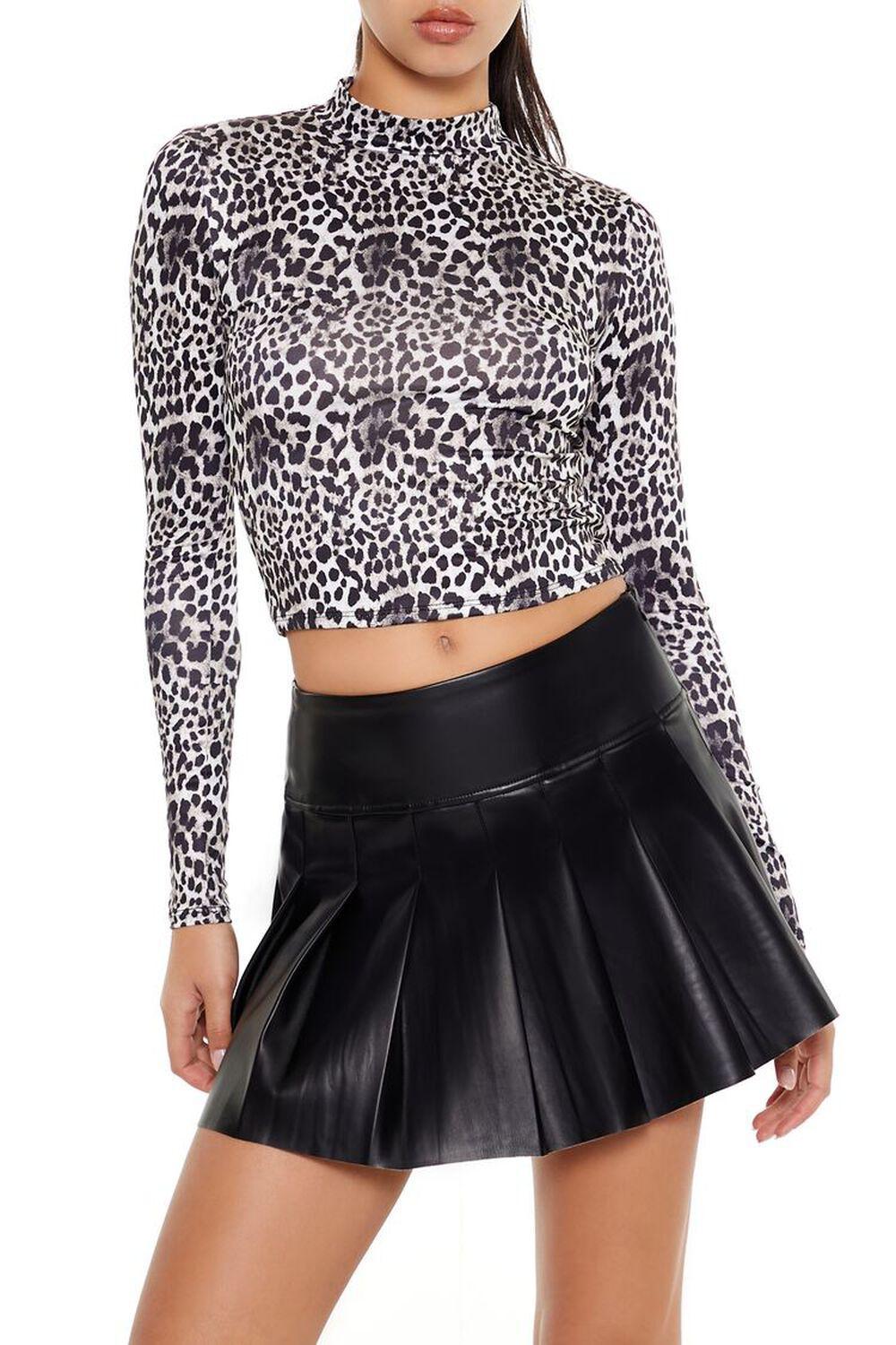Leopard Mock Neck Crop Top | Forever 21 Product Image