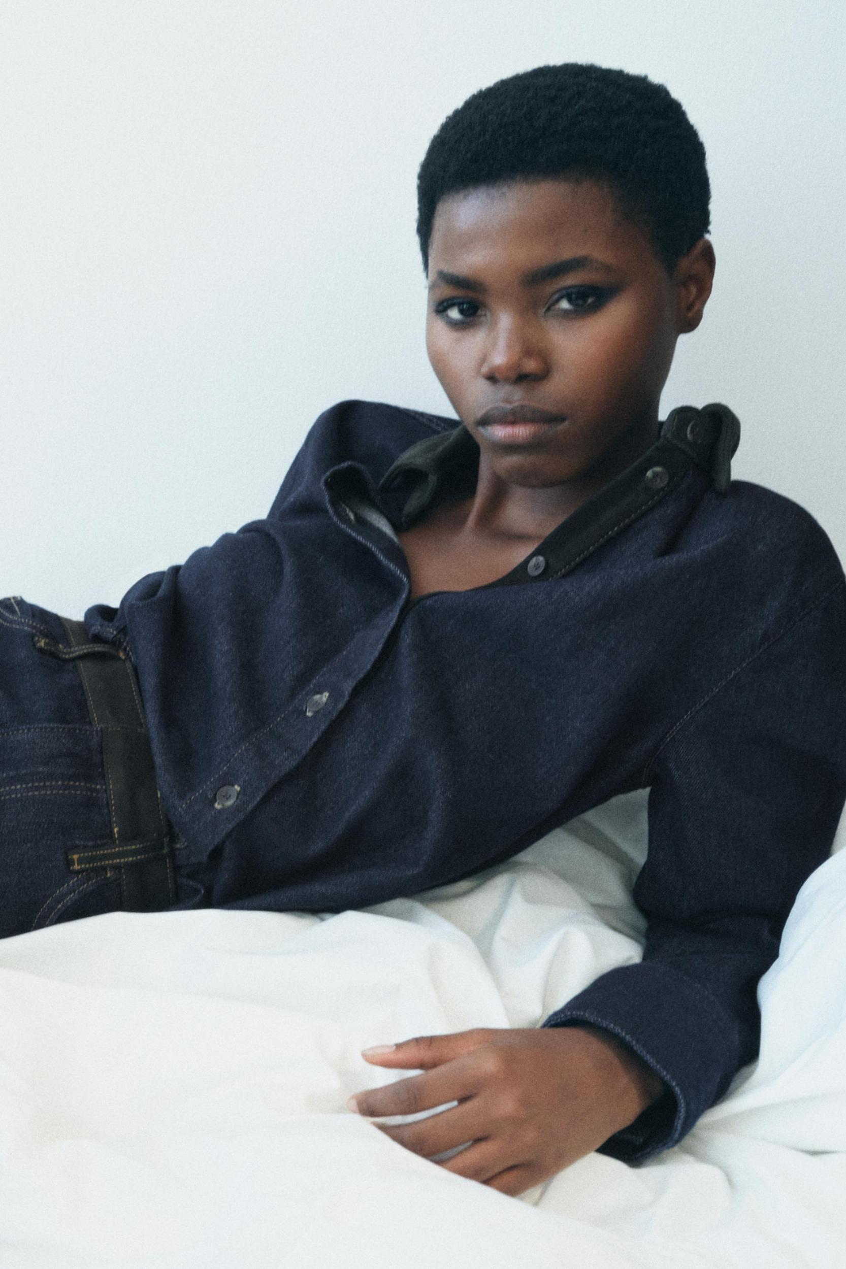 DENIM COMBINATION SHIRT ZW COLLECTION Product Image