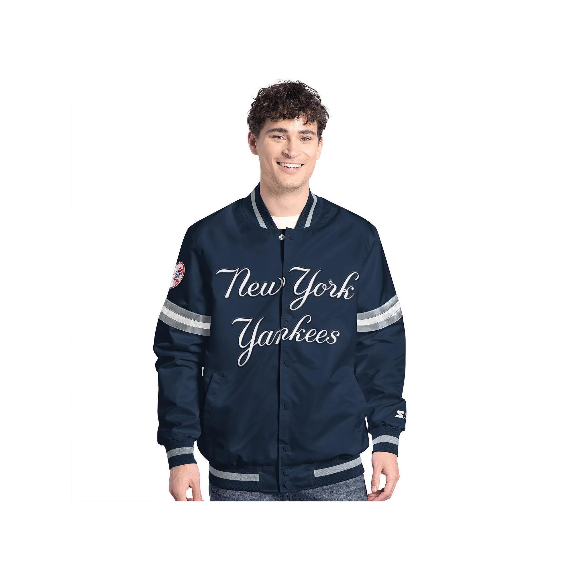 Men's Starter  Navy New York Yankees Scout Full-Snap Varsity Jacket, Size: 4XL, Blue Product Image